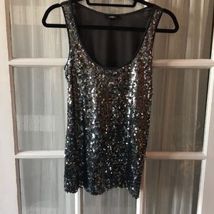 Silver Sequin Tank Top